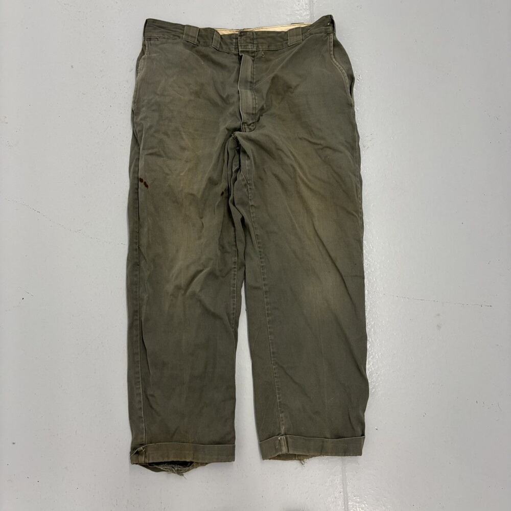 Vintage 60s Green Sanforized Canvas Workwear Chinos 32x25